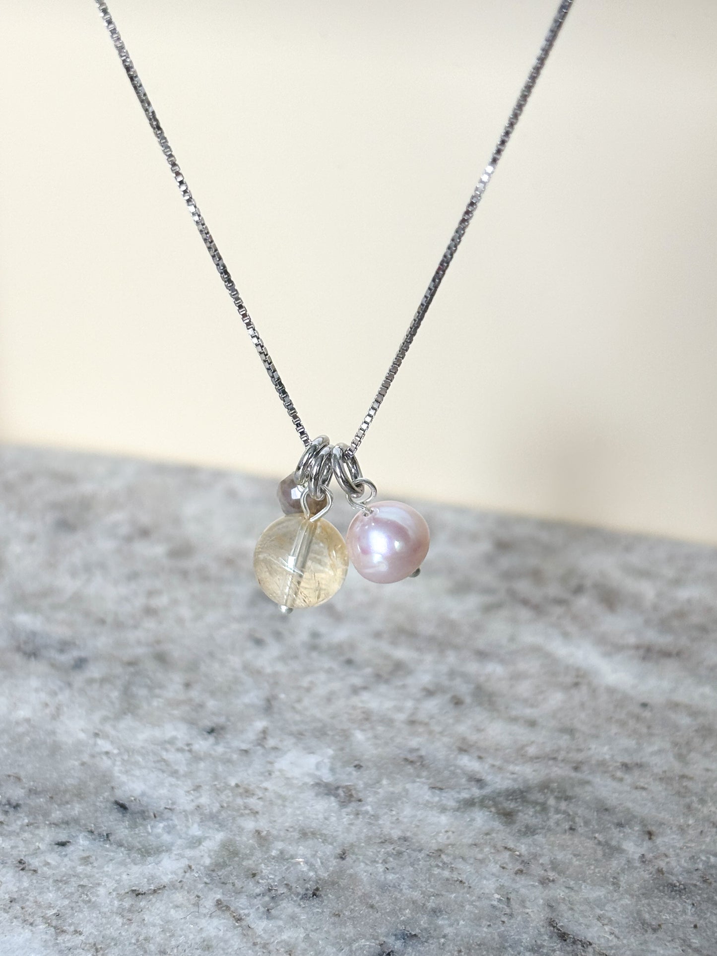 Naszyjnik CITRINE | PEARL | PINK OPAL