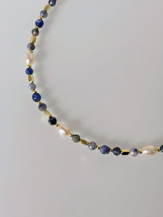 Naszyjnik SODALITE | PEARL | HEMATITE