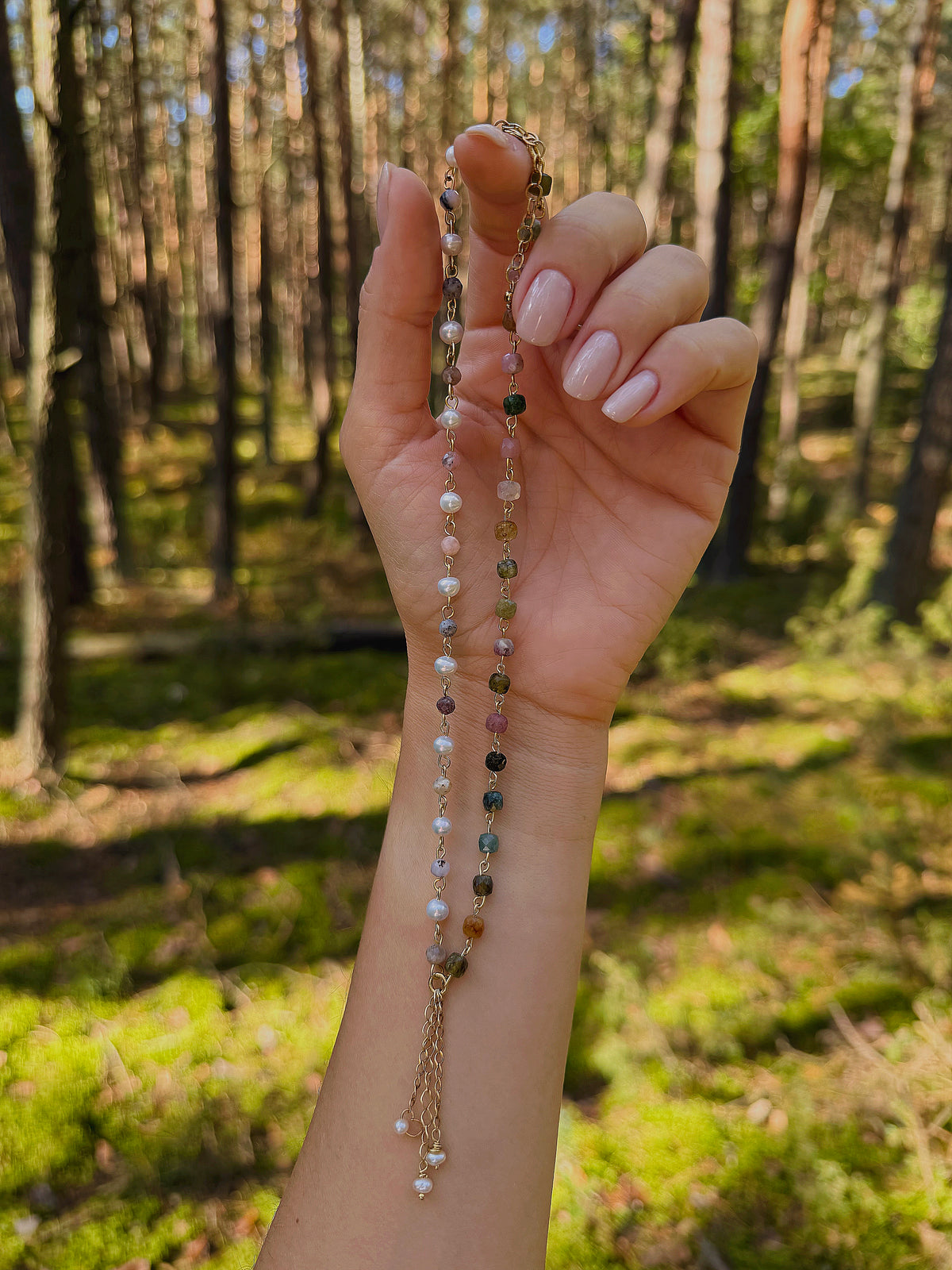 Naszyjnik PINK OPAL | PEARL | TOURMALINE