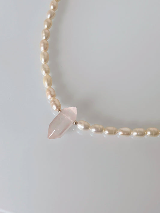 Naszyjnik PEARL | ROSE QUARTZ