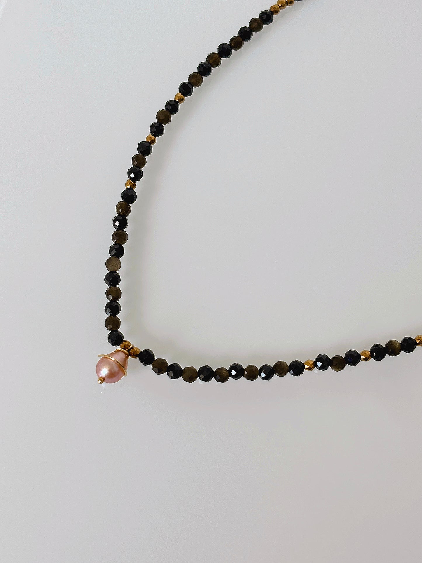 Naszyjnik GOLD SHEEN OBSIDIAN | SPINEL | PEARL