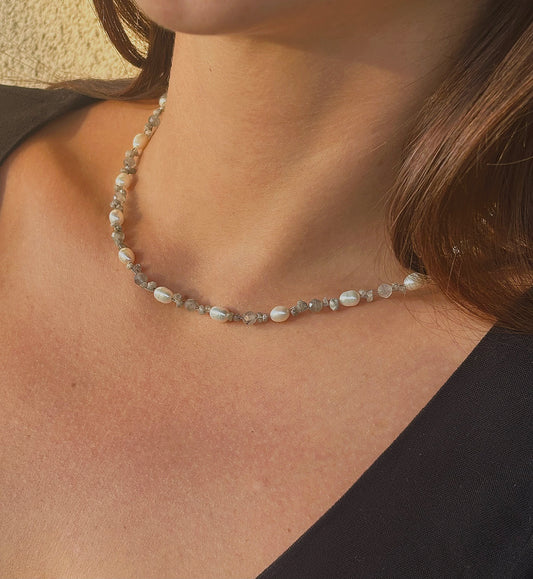 Naszyjnik RAW DIAMOND | MOONSTONE | PEARL