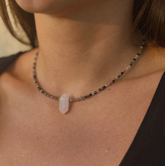 Naszyjnik COLOR TOURMALINE | ROSE QUARTZ