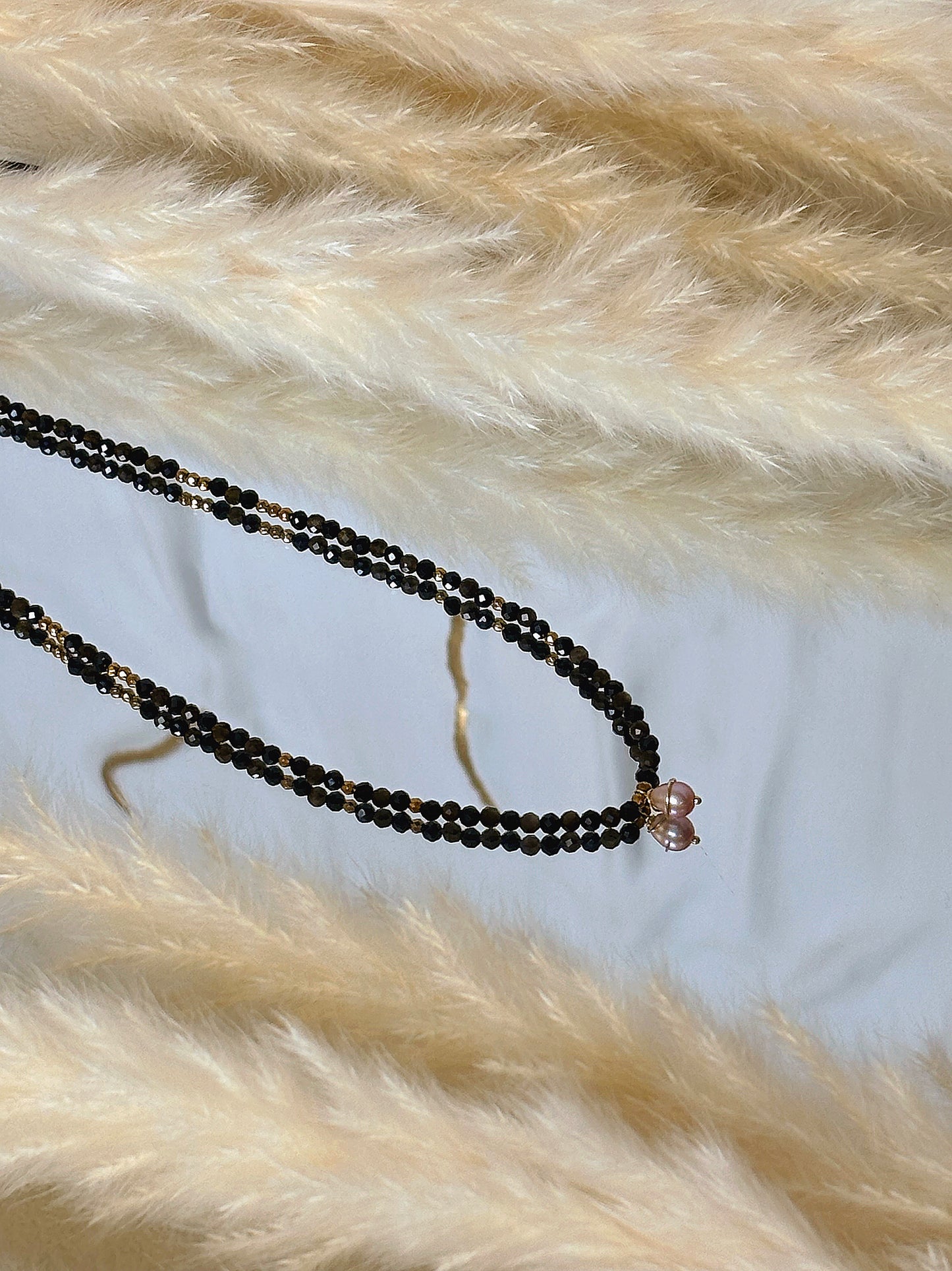 Naszyjnik GOLD SHEEN OBSIDIAN | SPINEL | PEARL