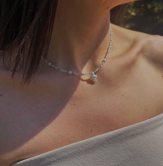 Naszyjnik AQUAMARINE | PEARL CROSS