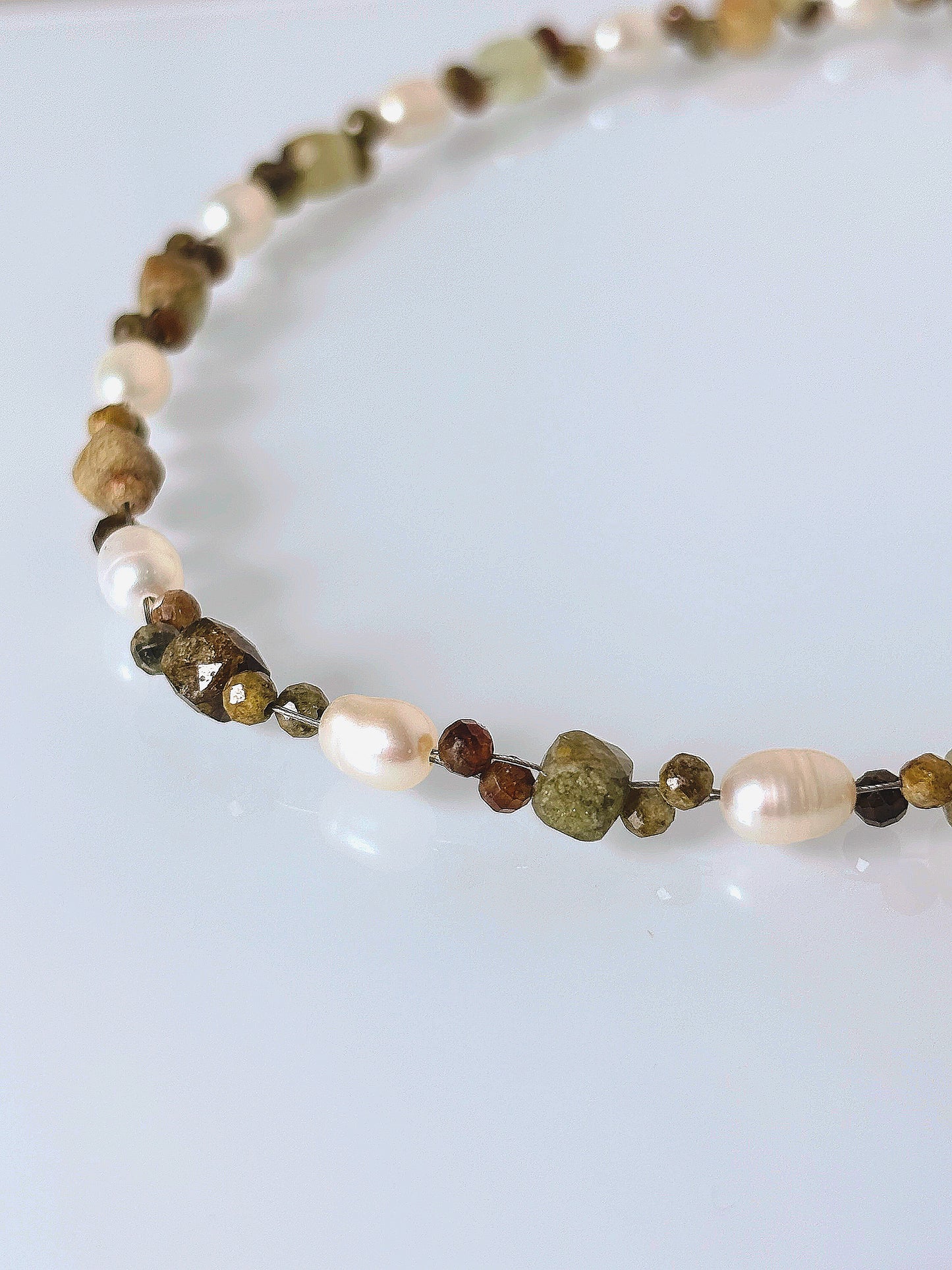 Naszyjnik GREEN GARNET | PEARL