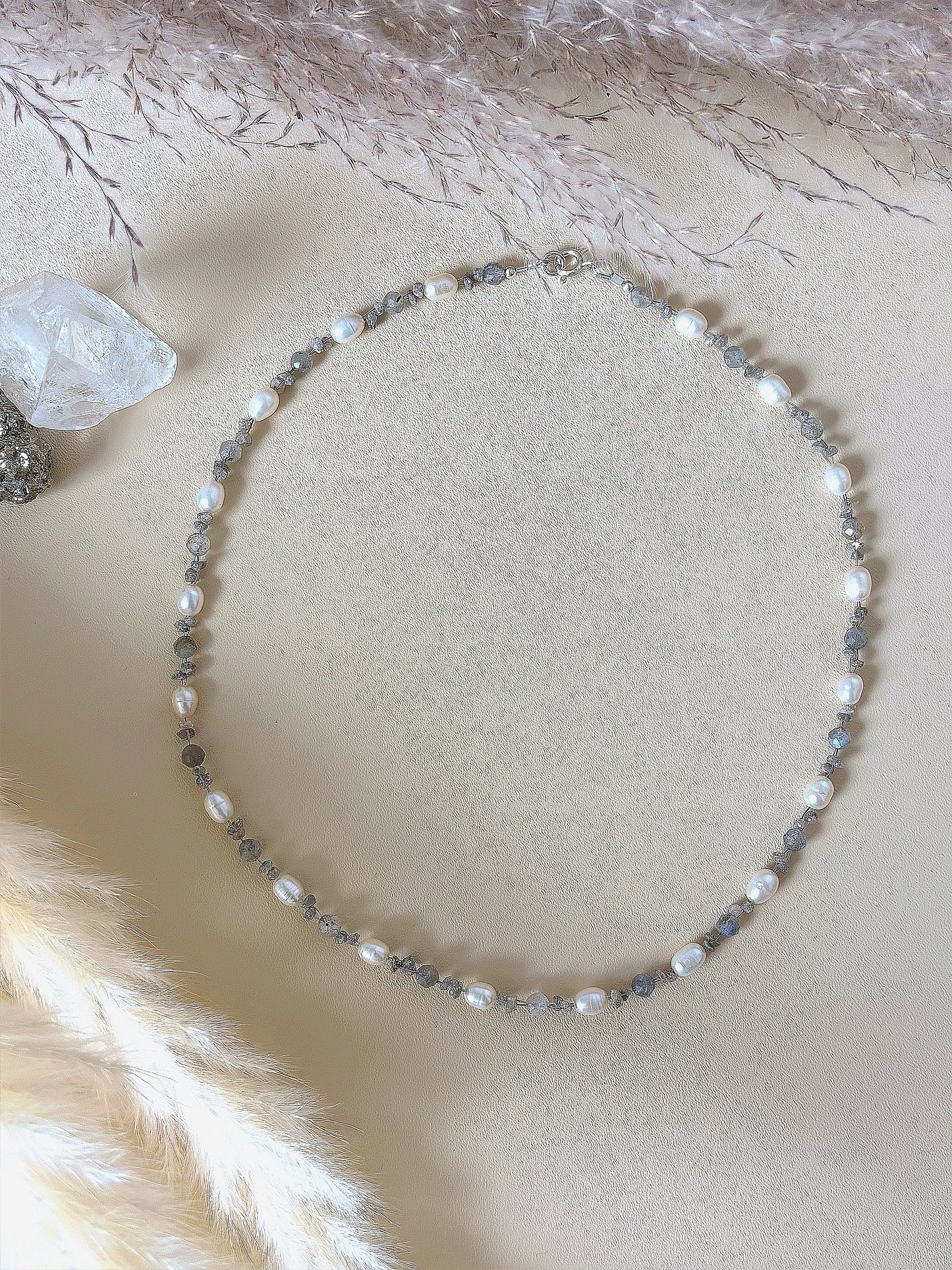 Naszyjnik RAW DIAMOND | MOONSTONE | PEARL