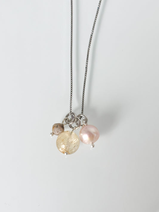 Naszyjnik CITRINE | PEARL | PINK OPAL