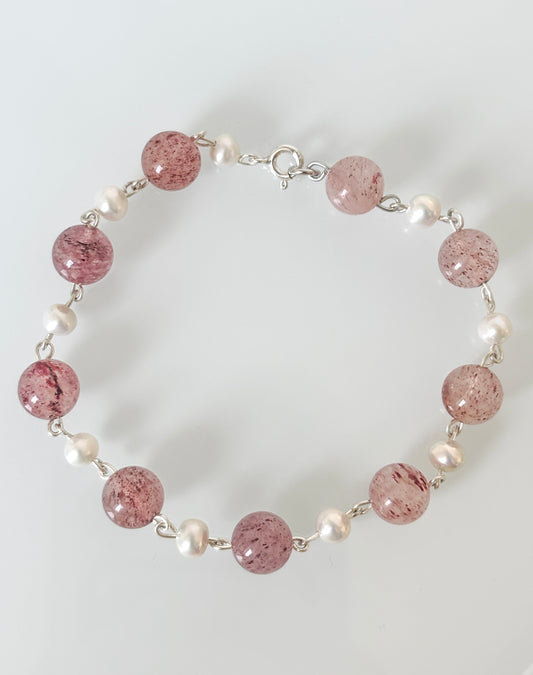 Bransoletka STRAWBERRY QUARTZ | PEARL
